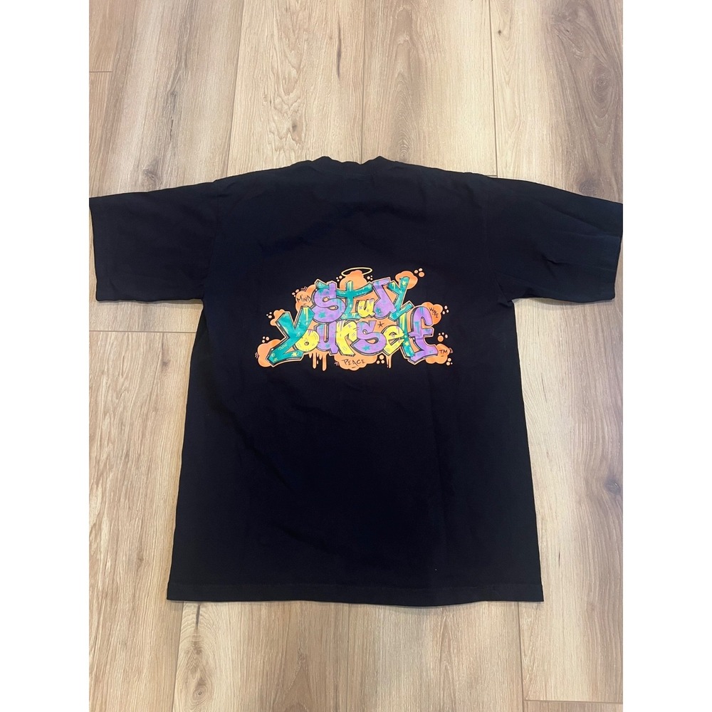 Mind Peace Woke Stay Yourself Graphic T-Shirt Black USA Made Men's Large Cotton